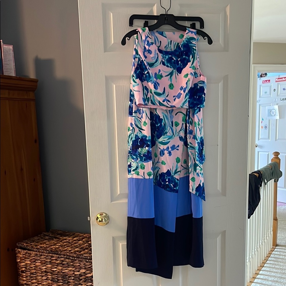 Lilly Pulitzer Blue/Pink Two Piece Maxi Skirt Set